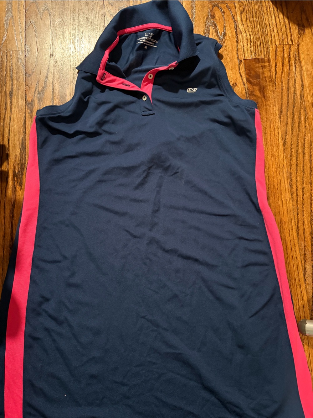 Vineyard Vines Sleeveless Polo Dress - Navy with Pink Trim, Women’s Medium (M)